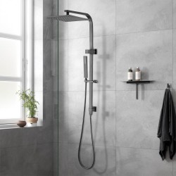 10 inch Square Gunmetal Grey Twin Shower Top Water Inlet 10 inch Square Gunmetal Grey Twin Shower Top Water Inlet
